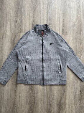 Y2K Nike Swoosh Tech Fleece Jacket Full Zip Gray Sweater Run Gym Yoga Large